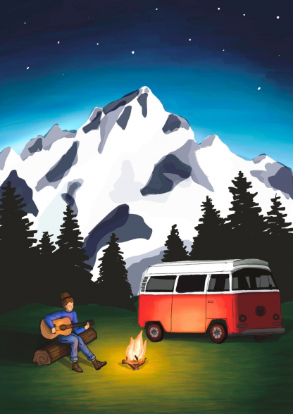 Illustration Voyage en van